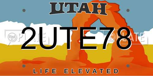 2UTE78 Utah License Plate