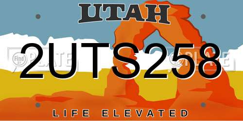 2UTS258 Utah License Plate