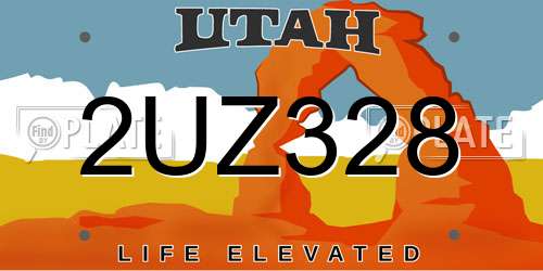 2UZ328 Utah License Plate