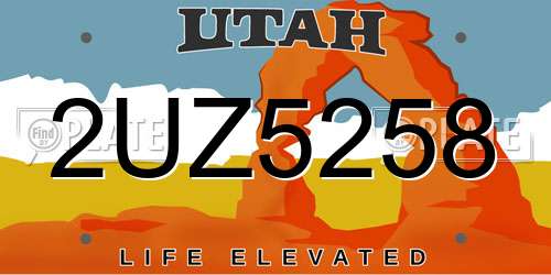2UZ5258 Utah License Plate