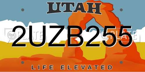 2UZB255 Utah License Plate