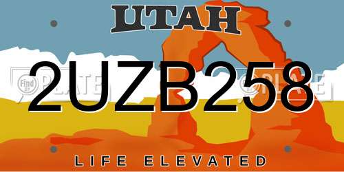 2UZB258 Utah License Plate
