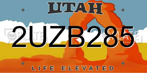 2UZB285 Utah License Plate