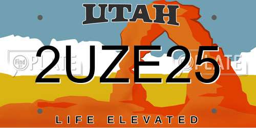 2UZE25 Utah License Plate