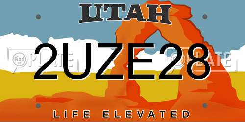 2UZE28 Utah License Plate