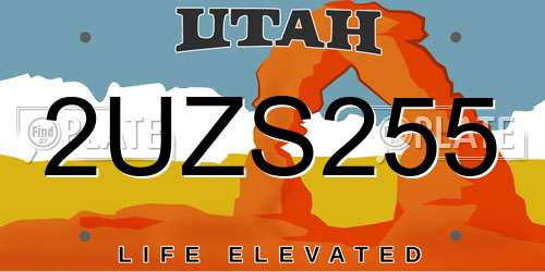 2UZS255 Utah License Plate