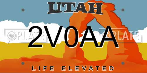 2V0AA Utah License Plate