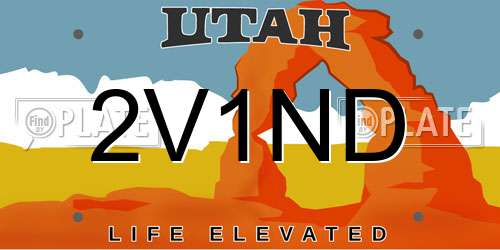 2V1ND Utah License Plate