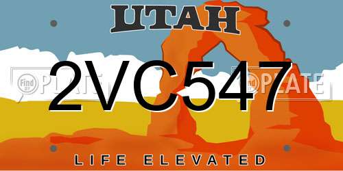 2VC547 Utah License Plate