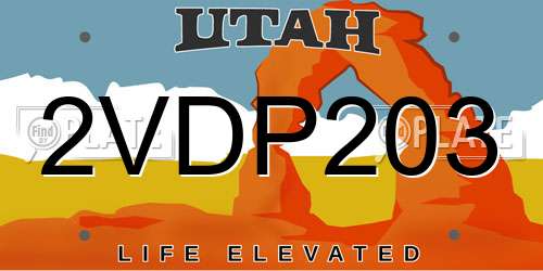 2VDP203 Utah License Plate