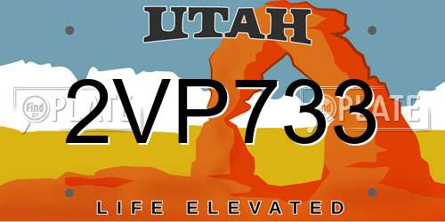 2VP733 Utah License Plate