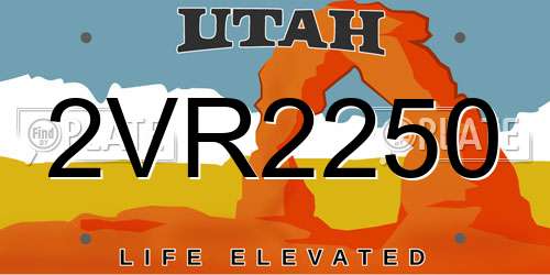 2VR2250 Utah License Plate