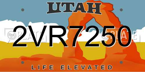2VR7250 Utah License Plate