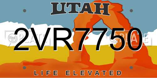 2VR7750 Utah License Plate