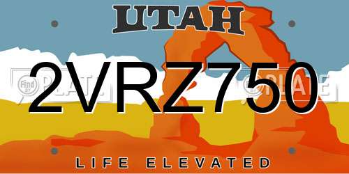 2VRZ750 Utah License Plate