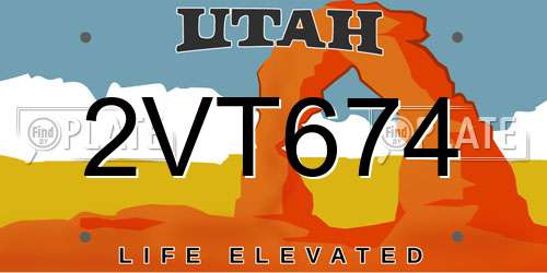 2VT674 Utah License Plate