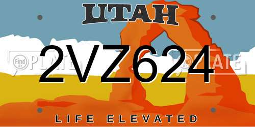 2VZ624 Utah License Plate