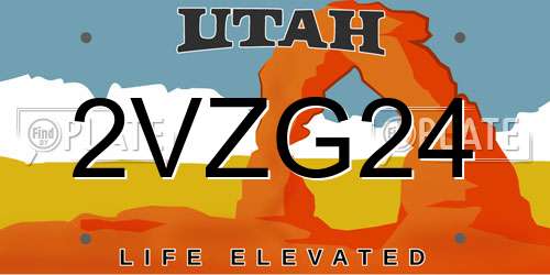 2VZG24 Utah License Plate