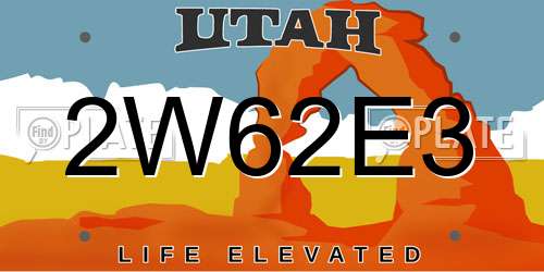 2W62E3 Utah License Plate