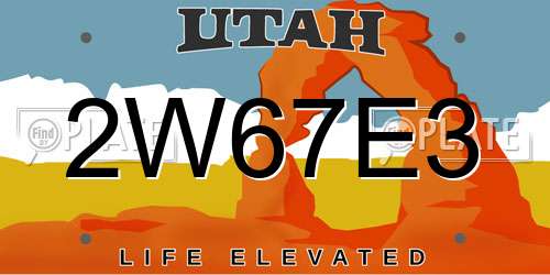 2W67E3 Utah License Plate