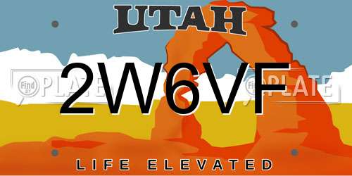 2W6VF Utah License Plate
