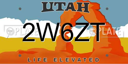 2W6ZT Utah License Plate