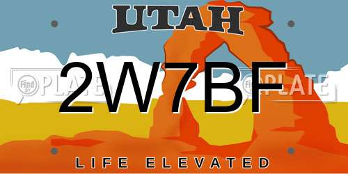 2W7BF Utah License Plate