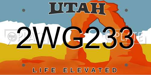 2WG233 Utah License Plate
