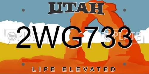 2WG733 Utah License Plate