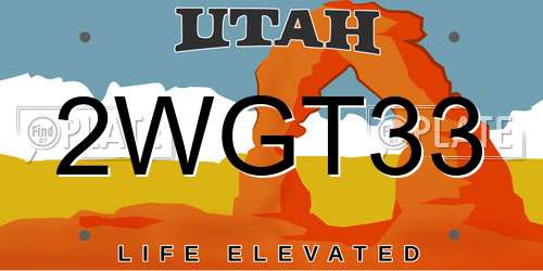 2WGT33 Utah License Plate