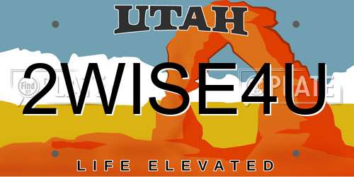 2WISE4U Utah License Plate
