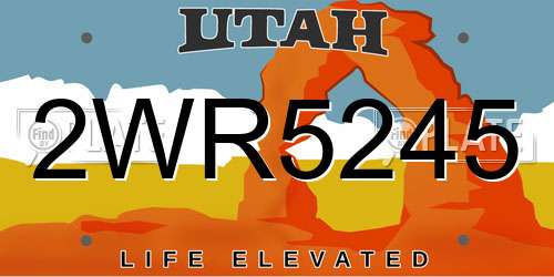 2WR5245 Utah License Plate