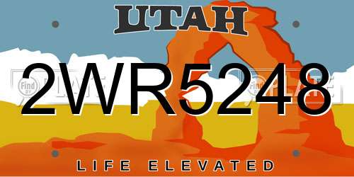 2WR5248 Utah License Plate