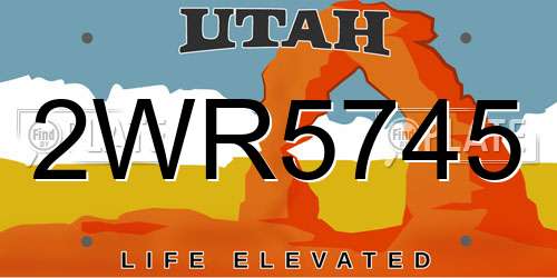 2WR5745 Utah License Plate