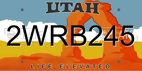 2WRB245 Utah License Plate