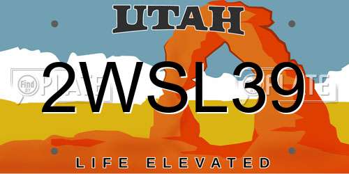 2WSL39 Utah License Plate
