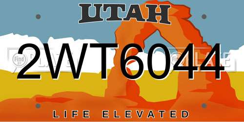 2WT6044 Utah License Plate