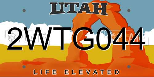 2WTG044 Utah License Plate