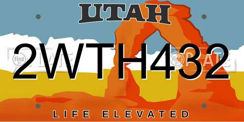 2WTH432 Utah License Plate