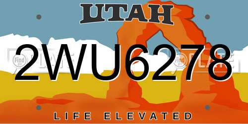 2WU6278 Utah License Plate