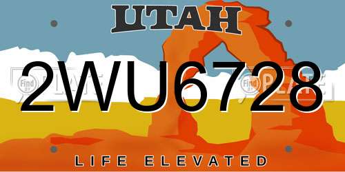 2WU6728 Utah License Plate