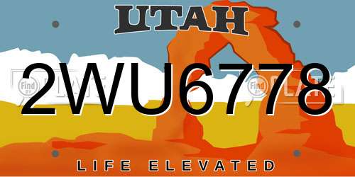 2WU6778 Utah License Plate