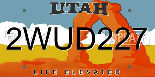 2WUD227 Utah License Plate