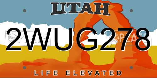 2WUG278 Utah License Plate