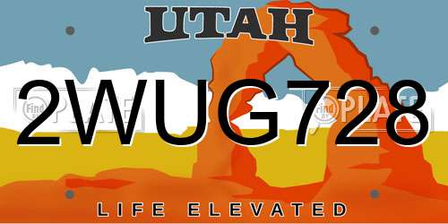 2WUG728 Utah License Plate