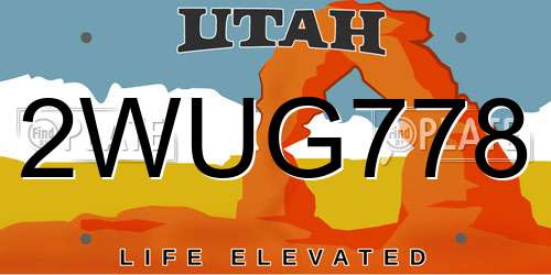2WUG778 Utah License Plate