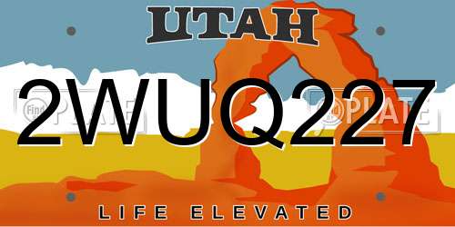 2WUQ227 Utah License Plate