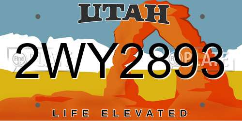 2WY2893 Utah License Plate