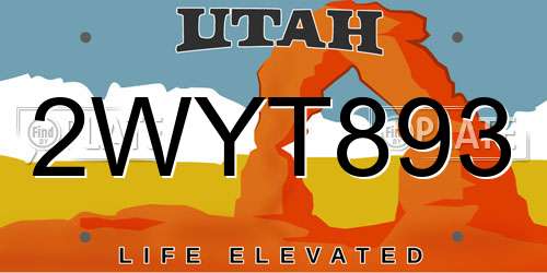 2WYT893 Utah License Plate