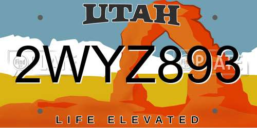 2WYZ893 Utah License Plate